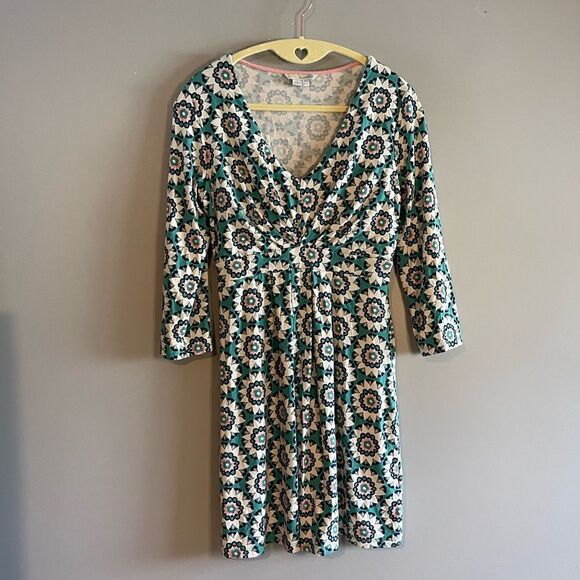 Boden Marion Green Mandala Print 3/4 Length Sleeve Tunic Dress | SZ 6P - Picture 6 of 10